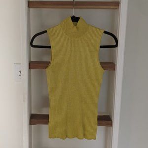 chartreuse sleeveless mock turtleneck